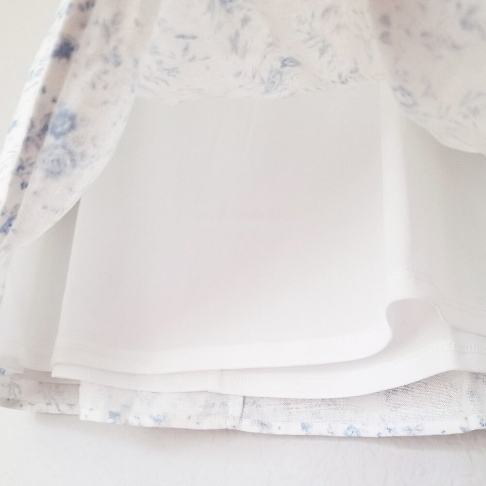 NEW Mi Ami Francesca's Erin Floral Square Neck Mini Dress L White Blue Cottage - Picture 14 of 15
